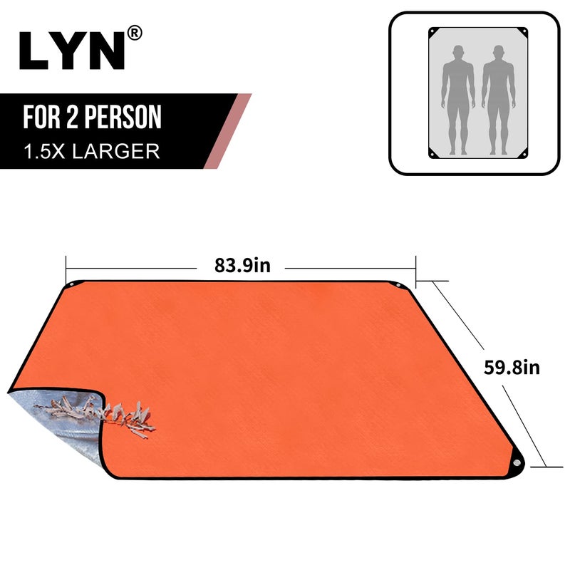 LYN Thickening Complex:LYN Multilayer Heavy Duty Solar Emergency Survival Blanket-Orange,Reflective Mylar Waterproof Windproof Thermal,for Rescue,Car Camping,Hiking,Bushcraft,Snow&Pet Full - Image 2